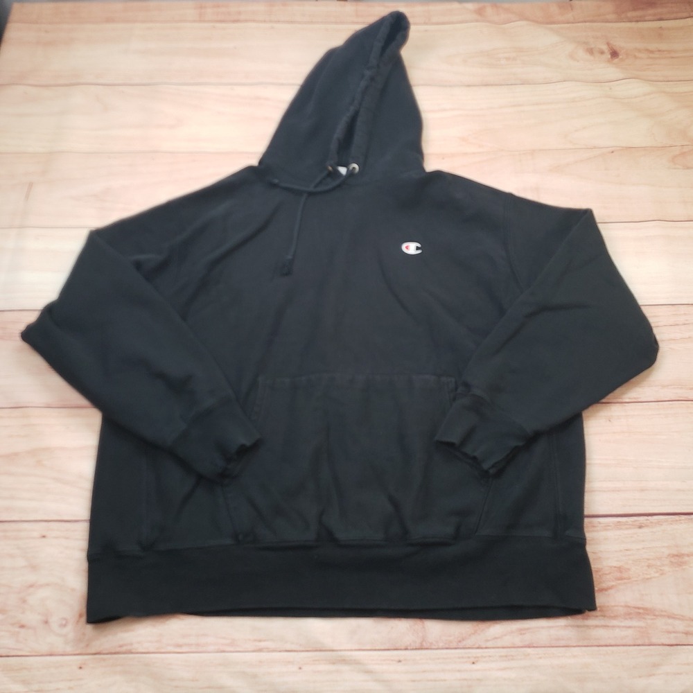 Champion Reverse Weave Sweater Mens 2XL Black Pullover Hoodie Sweatshirt Adult